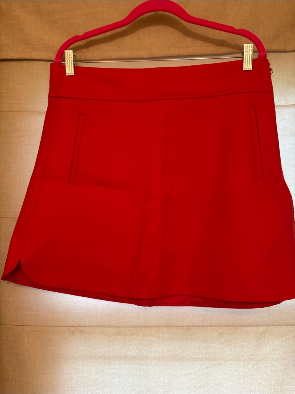 J.Crew bright red double-serge wool A-line mini skirt